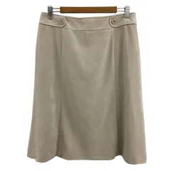 ニューヨーカー NEWYORKER スカート フレア 膝丈 ベロア調 無地 15(76) ベージュ