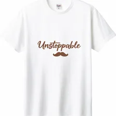 【新品】Unstoppable ロゴTシャツヒゲデザイン/シンプル半袖/ユニセックス/カジュアル/白