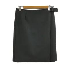 デプレ DES PRES トゥモローランド スカート 台形 膝丈 ラップ風 カットオフ ウール 無地 0 グレー