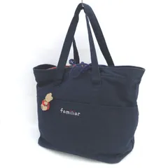 familiar / ファミリア ◆トートバッグ/巾着/マザーズバッグ/キャンバス/ネイビー 【バッグ/バック/BAG/鞄/カバン】 レディースファッション【中古】 