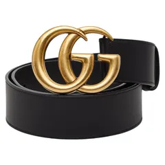 グッチ GGマーモント ダブルG ベルト サイズ75/30 400593 ブラック レザー レディース GUCCI【214-51006】