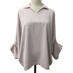 アーバンリサーチ URBAN RESEARCH シャツ ブラウス プルオーバー スキッパーカラー 無地 ドルマンスリーブ タック オーバーサイズ 長袖 Free ピンク