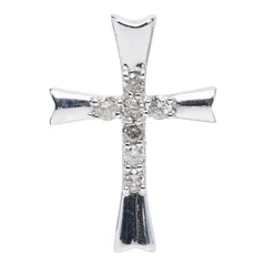 クロスモチーフ ペンダントトップ ネックレス K18WG ホワイトゴールド レディース【1-0251174】