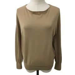 シップス SHIPS colors カットソー ニット ラウンドネック プルオーバー 無地 切替 長袖 ベージュ