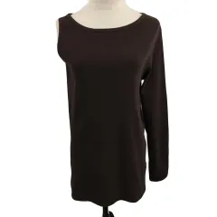 ジャーナルスタンダード レリューム JOURNAL STANDARD relume カットソー ニット ボートネック プルオーバー アシンメトリー 無地 長袖 ノースリーブ F 茶 ブラウン