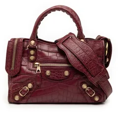 バレンシアガ ジャイアント ミニ シティ ハンドバッグ ショルダーバッグ 2WAY 309544 パープル系 レザー クロコ型押し レディース BALENCIAGA【1-0251412】