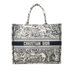 ディオール ブックトート ミディアム トワル ドゥ ジュイ リバース エンブロイダリー ネイビー キャンバス レディース Dior【1-0251760】