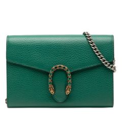 極美品】GUCCIディオニュソス チェーンウォレット レザーグリーンミニ 