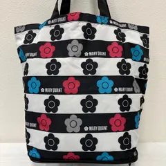 9171　MARY QUANT　マリークワント　エコバッグ　トートバッグ　ハンドバッグ　折りたたみバッグ　パッカブルバッグ　折り畳みバッグ　ブラック　黒　デイジー　レディース　ボーダー　ストライプ　ホワイト　ピンク　ブルー