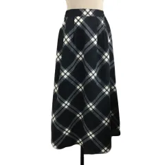サマンサモスモス SM2 blue スカート フレア ロング タック ウエストゴム チェック F グレー 黒 ブラック