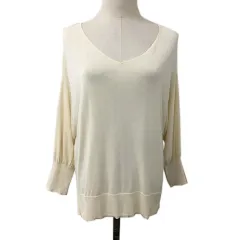 アダムエロペ Adam et Rope' セーター ニット プルオーバー Vネック 薄手 無地 長袖 F ベージュ 白 ホワイト