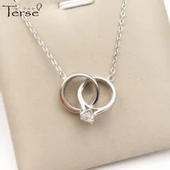 ネックレス ペンダント ダブルリング ジルコニア 指輪モチーフ 輝く 上品 エレガント レディース プレゼント ギフト バレンタイン ホワイトデー 卒業 入学式 新生活 記念 普段使い お出かけ パーティー 二次会 食事会 女子会 デート シンプル 清楚