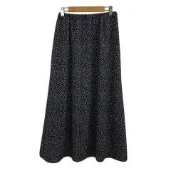 エフデ ef-de スカート フレア ロング ウエストゴム 水玉 ドット 7 黒 白 ブラック ホワイト