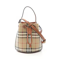 バーバリー BURBERRY ショルダーバッグ ヴィンテージチェック バケットバッグ 8109794 ベージュ PVCコーティングキャンバス レザー 2wayショルダーバッグ レディース