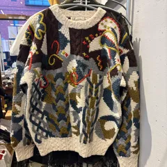 【東あずま店　併売品】　100%Wool　ウール　毛　長袖　ニット セーター トップス　KNIT　お呼ばれ　デート　オフィスカジュアル　食事会　可愛い　お出かけ　上品　ざっくり　３Ｄ