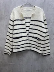 Brown&Street ブラウンアンドストリート BS4230467 ブークレノーカラーニットジャケット sizeF/ボーダー  ◆■レディース