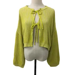 ニコアンド Niko and.. カーディガン ニット 2WAY リボン 長袖 F 黄 イエロー