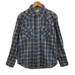 バックナンバー BACK NUMBER シャツ ウエスタン カジュアル スタンダード チェック 長袖 L 青 赤 ブルー レッド