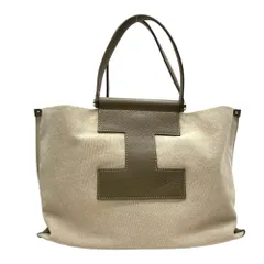 イアクッチ ソルベット M ハンドバッグ トートバッグ Iロゴ レザー キャンバス ベージュ Iブラウン IACUCCI タウンユース 通勤 デイリー 洗練 上質感 定番