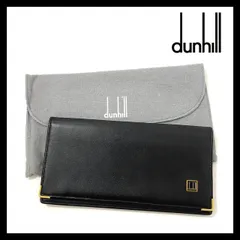 【dunhill】札入れ 長財布 レザー ブラック/黒 ロゴプレート ロングウォレット ダンヒル (SER-6716②)