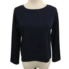 コムサイズム COMME CA ISM カットソー プルオーバー ラウンドネック 無地 長袖 L 紺 ネイビー