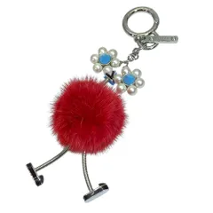 フェンディ ファー バッグバグズ モンスター チャーム キーホルダー バッグチャーム GP フェイクパール ファー シルバー レッド FENDI タウンユース 個性 遊び心 洗練 定番