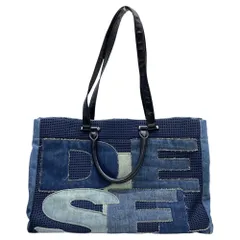 ディーゼル パッチワーク デニム トートバッグ ハンドバッグ 2WAY パッチワーク ブルー ブラック レザー DIESEL タウンユース デイリー カジュアル 個性 洗練 定番