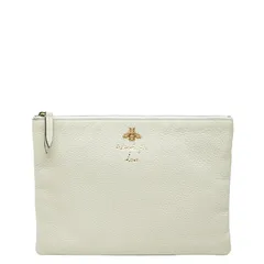グッチ アニマリエ ビー BEE 蜂 クラッチ セカンドバッグ ポーチ 460187 アイボリー  レザー レディース GUCCI【1-0247485】