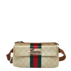 グッチ GGスプリーム シェリーライン ボディバッグ ウエストバッグ 189815 ホワイト マルチカラー PVC キャンバス レディース GUCCI【1-0247486】