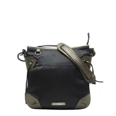 バーバリー ロゴ 斜め掛け ショルダーバッグ ブラック ブラウン ナイロン レザー レディース BURBERRY【1-0247558】