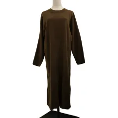 ローリーズファーム LOWRYS FARM ワンピース ニット Iライン ロング スリット 無地 長袖 F 茶 ブラウン