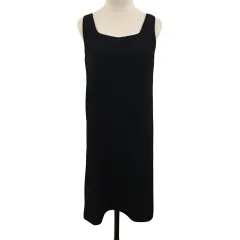 ナノユニバース nano universe Garde Robe ワンピース Iライン 膝丈 無地 ノースリーブ 36 黒 ブラック