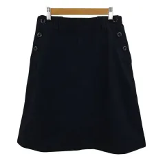 マーガレットハウエル MHL. スカート 台形 膝丈 デニム 無地 1 紺 ネイビー