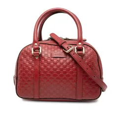 グッチ マイクロ グッチシマ ハンドバッグ ショルダーバッグ 2WAY 510289 レッド レザー レディース GUCCI【1-0248148】
