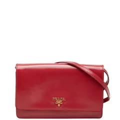 プラダ ロゴ ショルダーバッグ ショルダーウォレット 1M1361 ピンク サフィアーノレザー レディース PRADA【1-0248313】