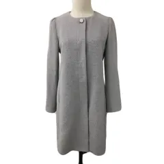 ナチュラルビューティー NATURAL BEAUTY コート ノーカラー 無地 ウール アンゴラ混 36 紫 グレー パープル