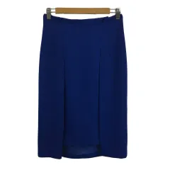 ピンキー&ダイアン ピンダイ PINKY&DIANNE スカート タイト 膝丈 タック スリット 無地 38 青 ブルー