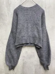 Heather ヘザー クロップド丈 バルーンスリーブ ニット セーター sizeF/グレー  ◇■レディース