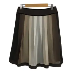 ジャスグリッティー JUSGLITTY スカート フレア プリーツ 膝丈 シフォン グラデーション 2 茶 ベージュ ブラウン