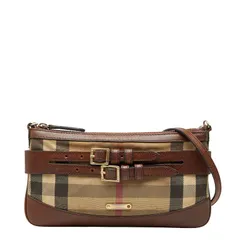 バーバリー ノバチェック ブラウン ベージュ キャンバス レザー レディース BURBERRY【1-0248560】
