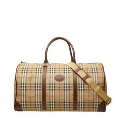 バーバリー ノバチェック シャドーホース ボストンバッグ ショルダーバッグ 2WAY ベージュ マルチカラー PVC レザー レディース BURBERRY【1-0248728】