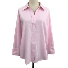 ザラ ZARA シャツ ブラウス スキッパー 無地 オーバーサイズ タック 長袖 USA M ピンク
