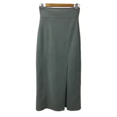 マジェスティックレゴン MAJESTIC LEGON スカート タイト ロング Iライン スリット 無地 ウエストゴム M 緑 グリーン