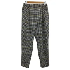 ニコアンド Niko and.. パンツ テーパード イージー ロング タック ウエストゴム チェック M 黒 白 ブラック ホワイト