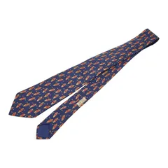 エルメス 総柄 ネイビー マルチカラー シルク メンズ HERMES【1-0248918】