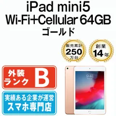 【中古】 iPad mini5 Wi-Fi+Cellular 64GB ゴールド A2124 2019年 SIMフリー 本体 ipadmini5 タブレットアイパッド アップル apple  【送料無料】 ipdm5mtm374