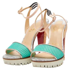 クリスチャンルブタン - グリッターパンプス オープントゥ ハイヒール サイズ：34 1/2 シルバー ピンク ライトブルー レザー ラバー レディース Christian Louboutin【228-49370】