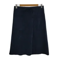 ユナイテッドアローズ UNITED ARROWS スカート 台形 ひざ丈 スエード調 カットオフ 無地 38 紺 ネイビー