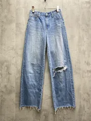 AZUL BY MOUSSY アズールバイマウジー ダメージ ストレート デニムパンツ sizeM/水色 ■■レディース