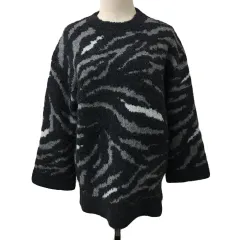 ロデオクラウンズ Rodeo Crowns セーター ニット プルオーバー クルーネック 総柄 ジャガード 長袖 FREE 黒 グレー ブラック